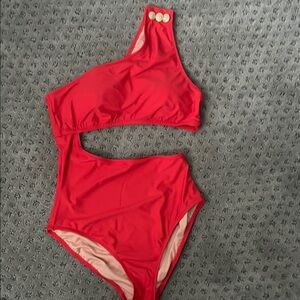 Red One-Shoulder Swimsuit